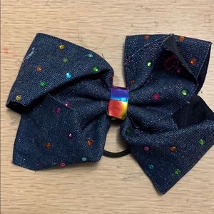Jojo rhinestone bow with hair tie attached
